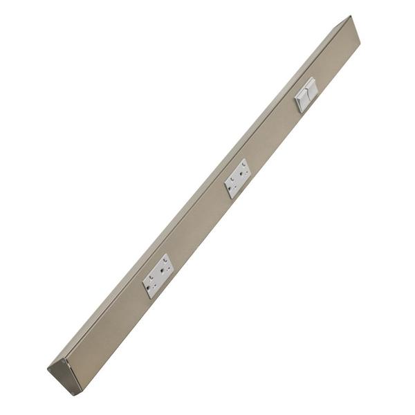 36" 20 amp 120 volt Satin Nickel 2 Single Pole Switch/Receptacle Combination Power Strip